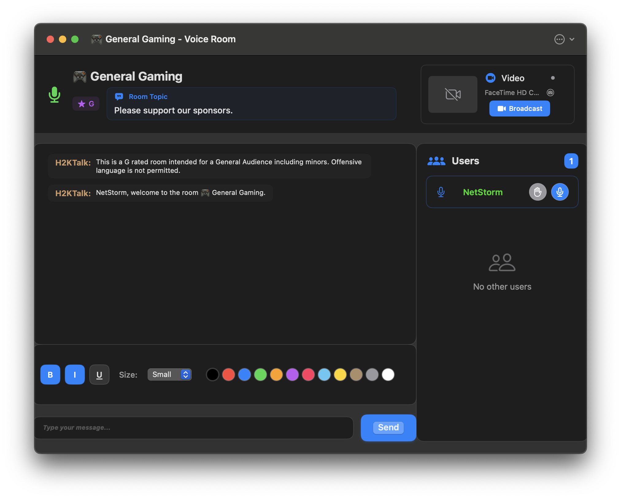 Chat Room Interface